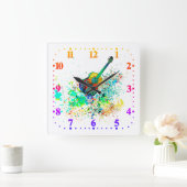 Guitar and chords splatter quadratische wanduhr (Zuhause)