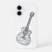 Guitar and Music Notes Phone Case iPhone 16 Hülle (Rückseite)