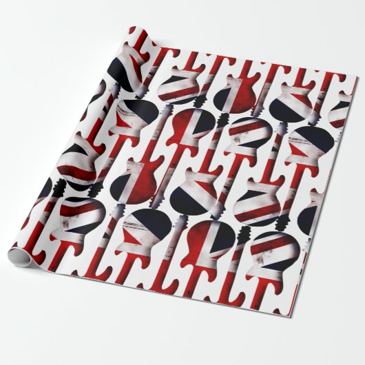Guitar Art - Union Jack British England UK Flag Geschenkpapier (Ungerollt)