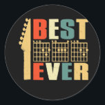 Guitar Best Dad Ever Chord Guitarist Father's Day Runder Aufkleber<br><div class="desc">Guitar Best Dad Ever Chord Guitarist Father's Day Gift Gift. Perfect gift for your dad,  mom,  papa,  men,  women,  friend and family members on Thanksgiving Day,  Christmas Day,  Mothers Day,  Fathers Day,  4th of July,  1776 Independent day,  Veterans Day,  Halloween Day,  Patrick's Day</div>