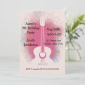 Guitar Birthday Party Einladung (Stehend Vorderseite)