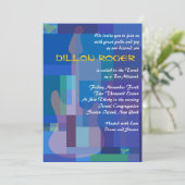 GUITAR BLUES Musical Bar Bat Mitzvah Einladung (Stehend Vorderseite)