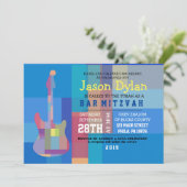 GUITAR BLUES Musical Bar Bat Mitzvah Einladung (Stehend Vorderseite)