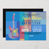 GUITAR BLUES Musical Bar Bat Mitzvah Einladung (Vorne/Hinten)