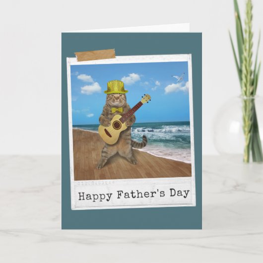 Guitar Cat Happy Father's Day Card Karte (Vorderseite)