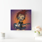 Guitar Chick Quadratische Wanduhr (Zuhause)