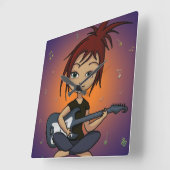 Guitar Chick Quadratische Wanduhr (Winkel)
