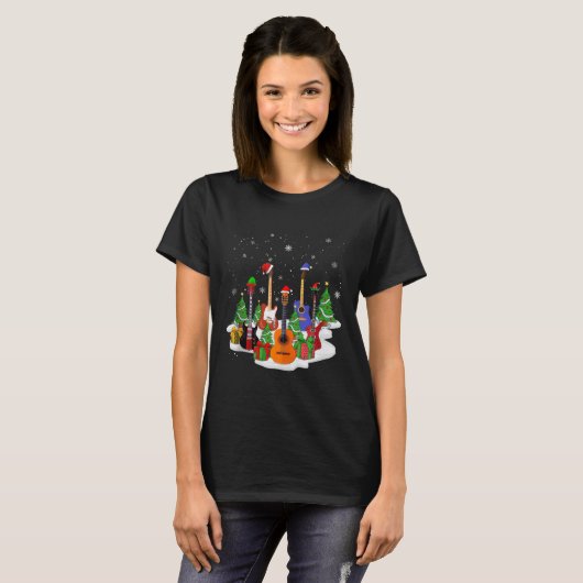 Guitar Christmas Decor Musical Guitar Lovers Guita T-Shirt (Vorne ganz)