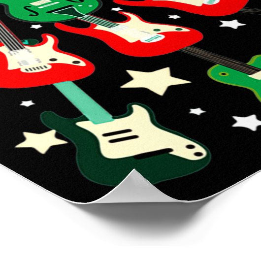 Guitar Christmas T Shirt Poster (Ecke)