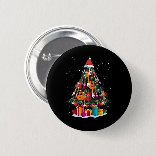 Guitar Christmas Tree Funny Button (Vorne & Hinten)