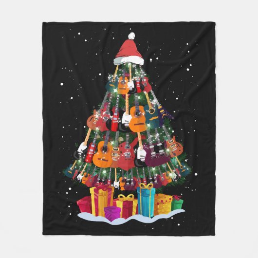 Guitar Christmas Tree Funny Fleecedecke (Vorderseite)