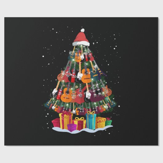Guitar Christmas Tree Funny Geschenkpapier (Flach)