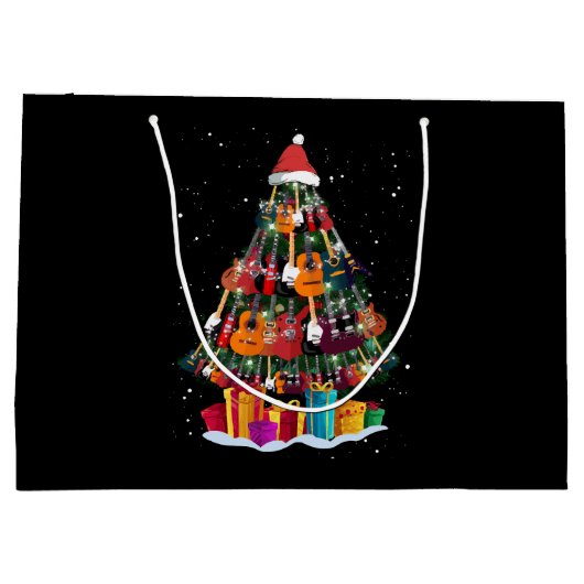 Guitar Christmas Tree Funny Große Geschenktüte (Rückseite)