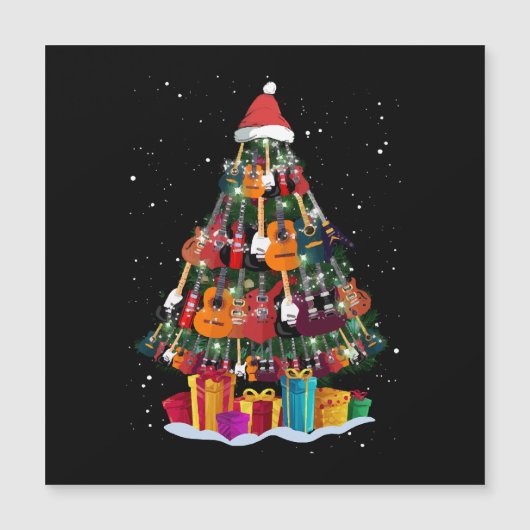Guitar Christmas Tree Funny Magnetkarte (Vorderseite)