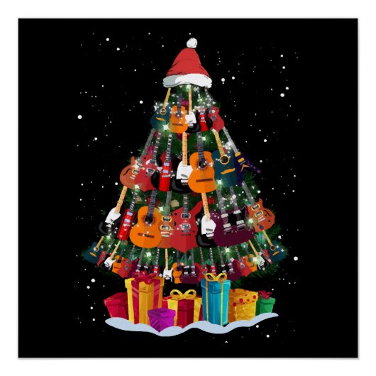 Guitar Christmas Tree Funny Poster (Vorderseite)