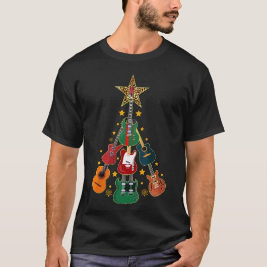 Guitar Christmas Tree Gitarre Liebhaber Weihnachte T-Shirt (Vorderseite)