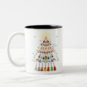 Guitar Christmas Tree Merry Xmas Gitarre Lover Zweifarbige Tasse