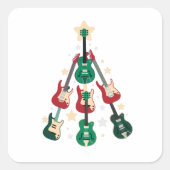 GUITAR CHRISTMAS TREE QUADRATISCHER AUFKLEBER (Vorderseite)