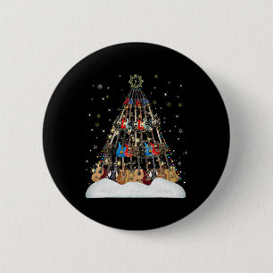 Guitar Christmas Tree Shirt Musician Xmas Geschenk Button
