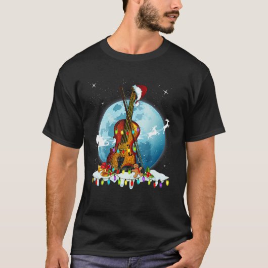 Guitar Christmas Tree Weihnachtsmannmütze Xmas Lig T-Shirt (Vorderseite)