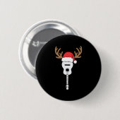 Guitar Christmas Weihnachtsmannmütze Reindeer Button (Vorne & Hinten)