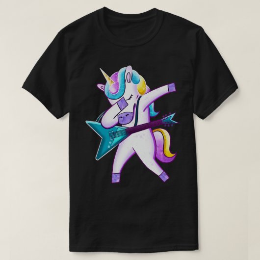 Guitar Dabbing Unicorn T-Shirt (Design vorne)