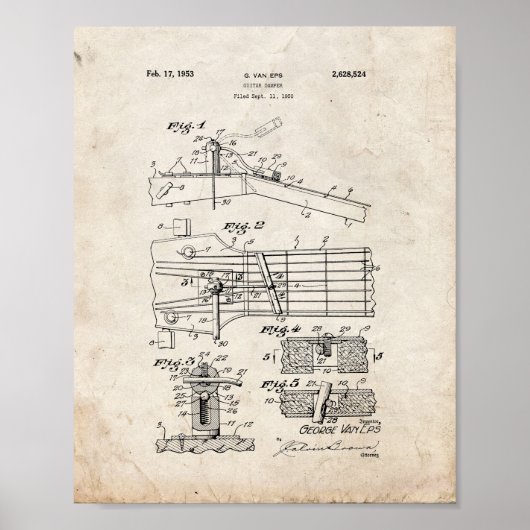 Guitar Damper Patent - Old Look Poster (Vorne)