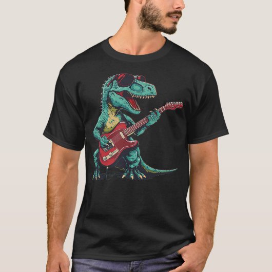 Guitar dinosaur for Jurassic and music lovers T-Shirt (Vorderseite)