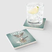 Guitar Dog BLEIBE REAL Geboren zu Rock Stone Unter Steinuntersetzer (Seitenansicht)