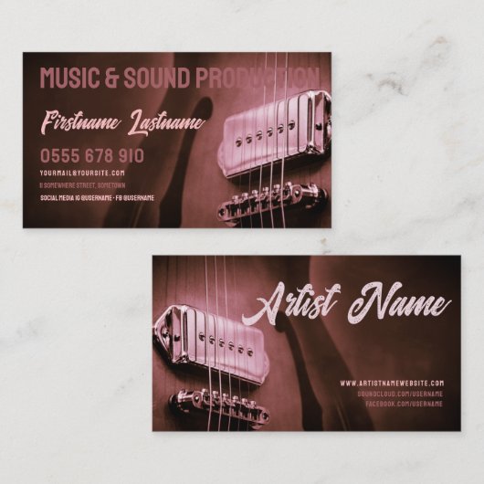 Guitar Electric Country Rock Music Business Card Visitenkarte (Vorne/Hinten)