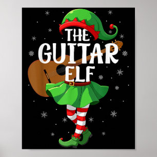 Guitar Elf Christmas Girls Elf Squad Xmas Fa Poster