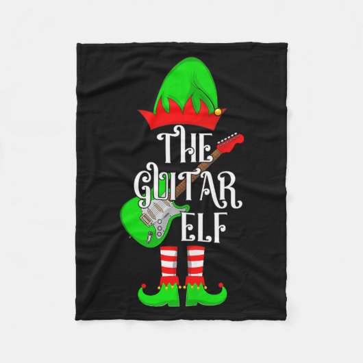 Guitar Elf Christmas Pajamas Matching Family Elf S Fleecedecke (Vorderseite)