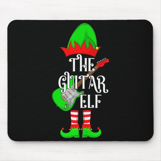 Guitar Elf Christmas Pajamas Matching Family Elf S Mousepad (Vorne)