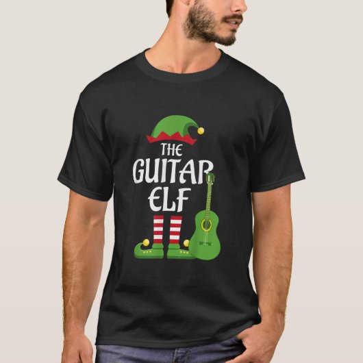 Guitar Elf Family Matching Group Weihnachten T-Shirt (Vorderseite)