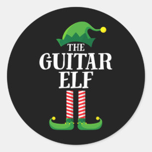 Guitar Elf Matching Family Group Weihnachtsfest Pa Runder Aufkleber