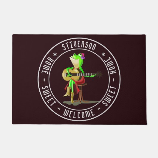 Guitar Frog Doormat Zuhause Sweet Zuhause Willkomm Fußmatte (Vorderseite)