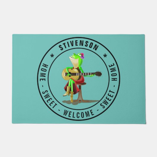 Guitar Frog Welcome Doormat Sweet Zuhause Fußmatte (Vorderseite)