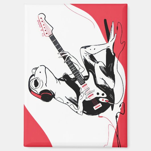 Guitar Frosch – Coole Musik Tier Kunst Magnet (Vorderseite)