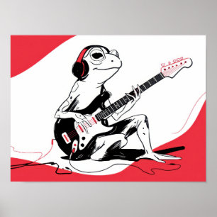 Guitar Frosch – Coole Musik Tier Kunst Poster