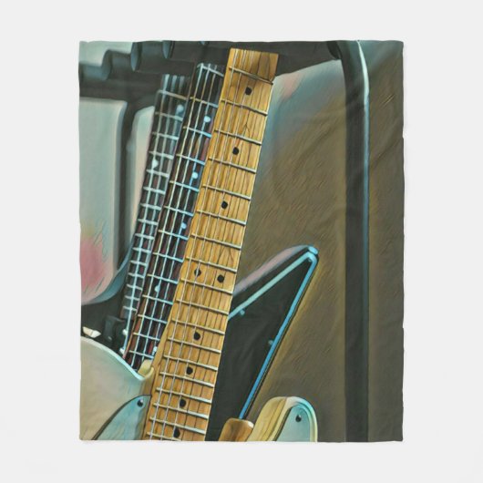 guitar gift for fathers day fleecedecke (Vorderseite)