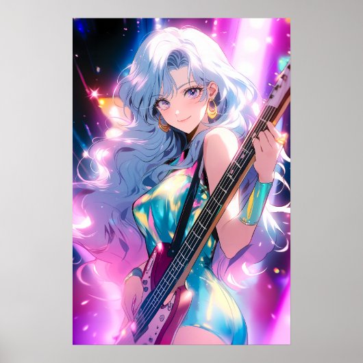 Guitar Girl Art Poster (Vorne)