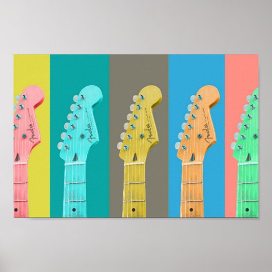 Guitar Girl Moderne pastellfarbene Musik Poster (Vorne)