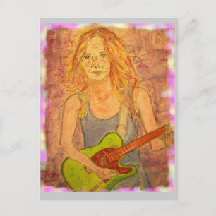 Guitar Girl Weltfrieden Postkarte