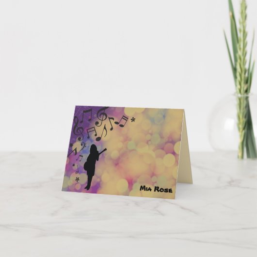 Guitar GirlBat Mitzvah Danke, Karte (Vorderseite)