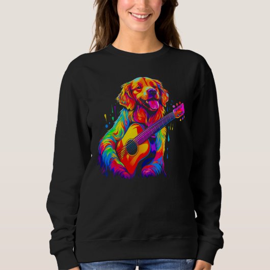 Guitar Golden Retriever Dog Sweatshirt (Vorderseite)