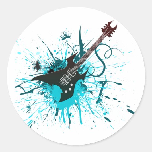 Guitar Graffiti - Alternative zur Emo Rock Music B Runder Aufkleber (Vorderseite)