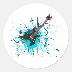 Guitar Graffiti - Alternative zur Emo Rock Music B Runder Aufkleber