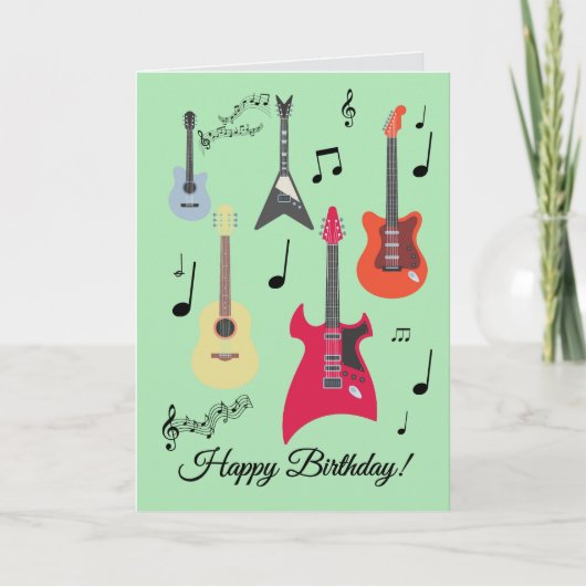 Guitar Happy Birthday Card Feiertagskarte (Vorderseite)