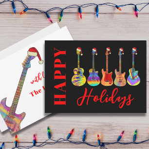 Guitar Happy Holidays Colorful Feiertagskarte