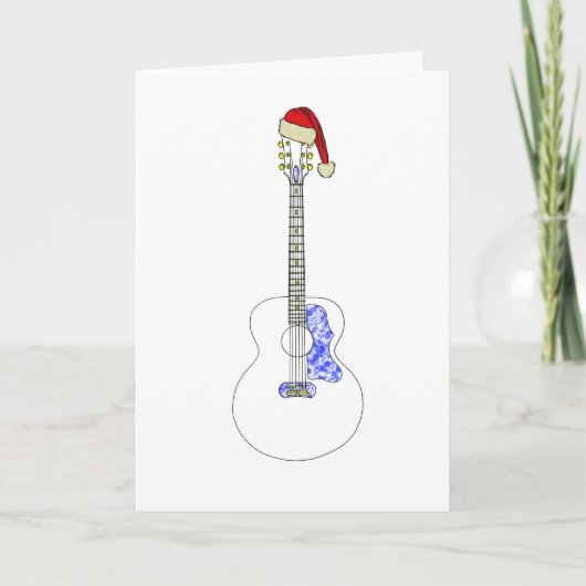 Guitar Happy Weihnachten Minimalistisch Zeichnend Karte (Vorderseite)
